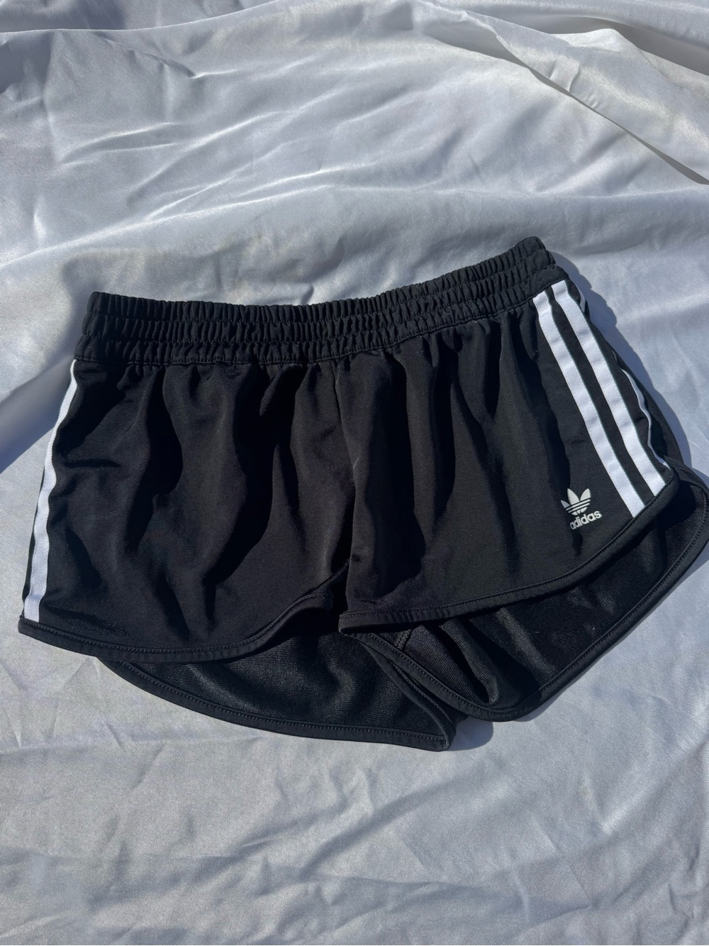 adidas Black Athletic Shorts with White 3-Stripes